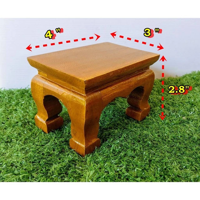 3x4" Mini Altar Table Lacquer Thai Teak Wood Buddha Amulet  Worship Handmade