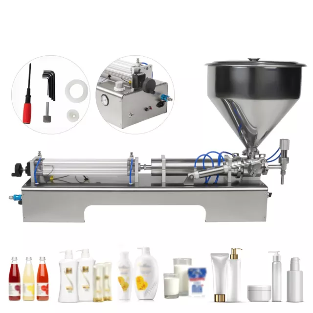 Liquid Paste Filling Machine Pneumatic Bottle Pack Piston Filler + 40L Hopper CE