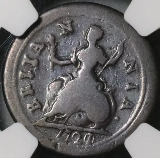 1721/0 NGC VG Det George I Farthing Great Britain Overdate Coin (21071704C)