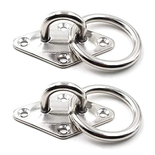304 Stainless Steel Diamond Eye Pad Plate with Ring 5/16 8mm Anchor Mount Gr