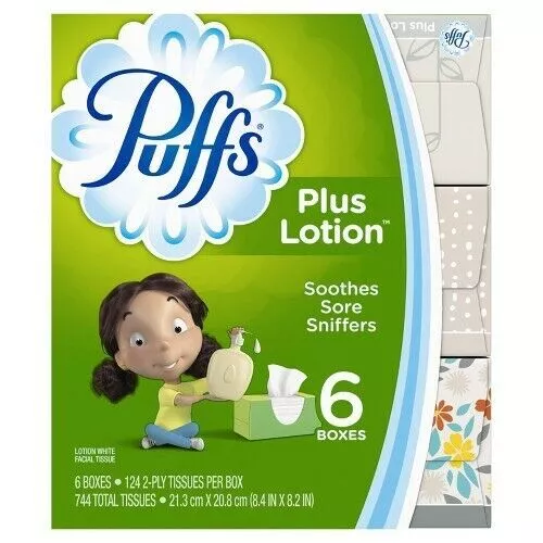Puffs Plus Lotion Facial Tissues 10 Cubes 52 Tissues Per Box (520 Tissues  Total)