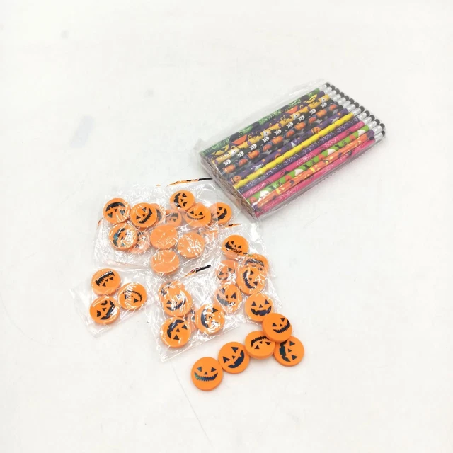 PLULON 36 Stück Halloween Bleistifte Bulk 36 Stück Radiergummi Bunte Holzstifte