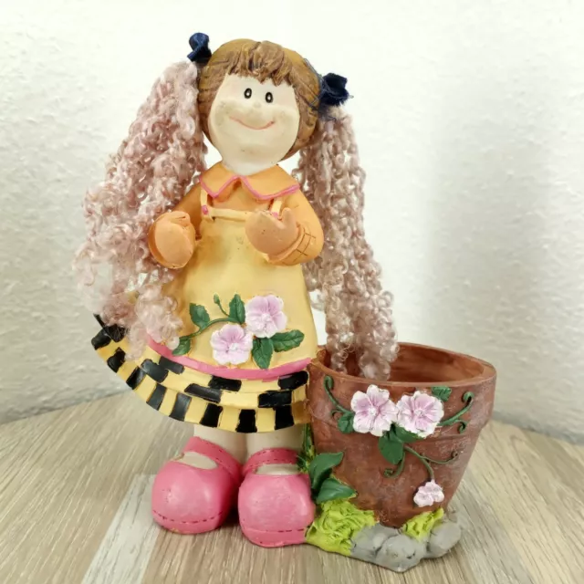 Montefiori Collection Gardening Curly Hair Girl Figurine 5.5”Tall Pink Shoes