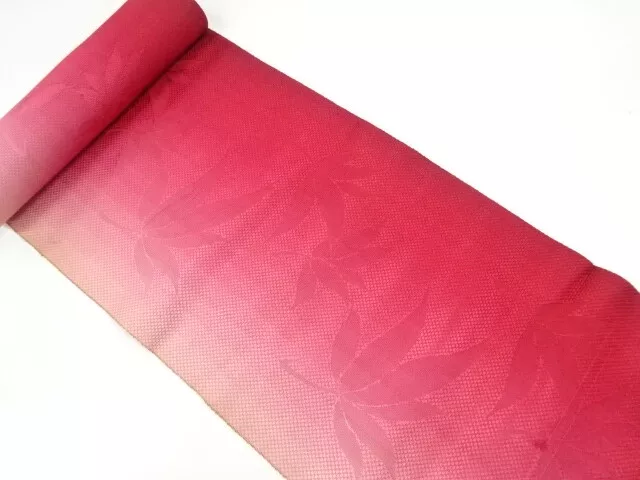 6498128: Japanese Kimono / Antique Bolt For Hassun Obi / Woven Leaves