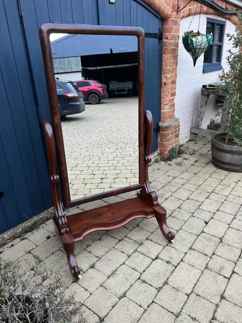 Antique Mahogany Victorian Cheval Mirror, Shop, Boutique, Full Height, Large