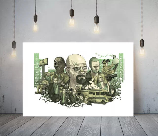 Breaking Bad 2- Framed Canvas Wall Art Classic Show Picture Paper Print- Green