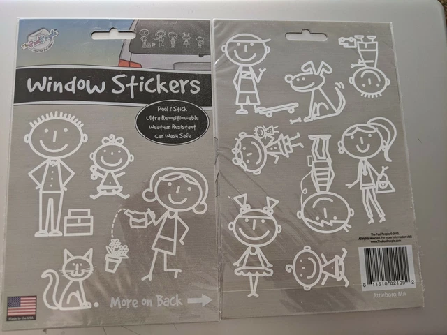 Car Window Decal Stickers FUN Stick Figure Family & Pets Peel & Stick, Brand New