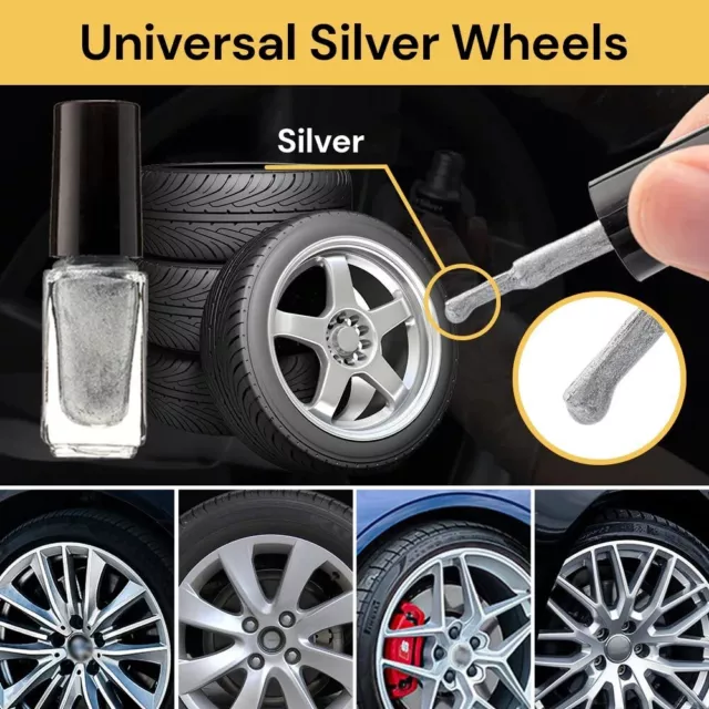 Silver Alloy Wheel Rim Repair Kit Car Kerb DIY Damage Scuffs Scrape Car Fix Tool 3