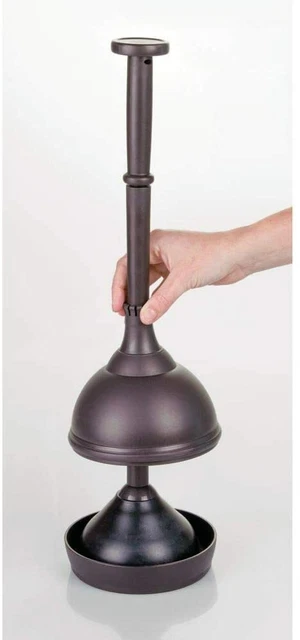 Plumbing Toilet Plunger   Plastic Bathroom  Set with Lift & Lock Cover, Compact