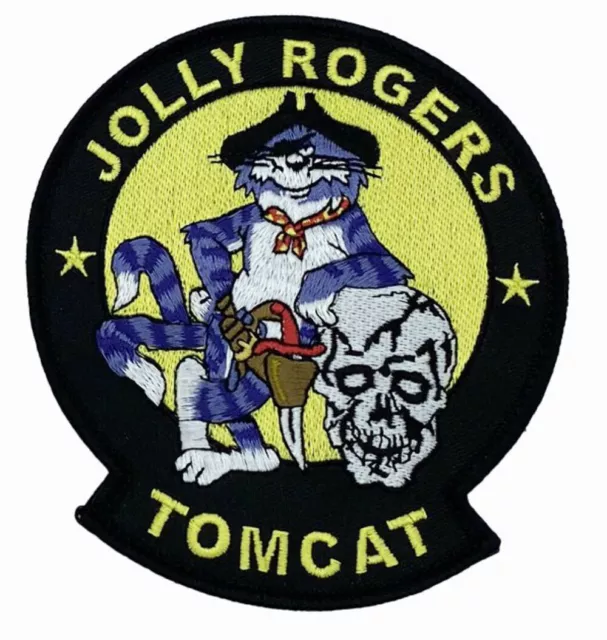 VF-84 Jolly Rogers Tomcat Patch, 4.5", Navy, F-14 Tomcat, Hook and Loop