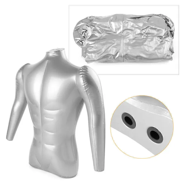 Inflatable PVC Mannequin Dummy Torso Model Man Half Body w/ Arm