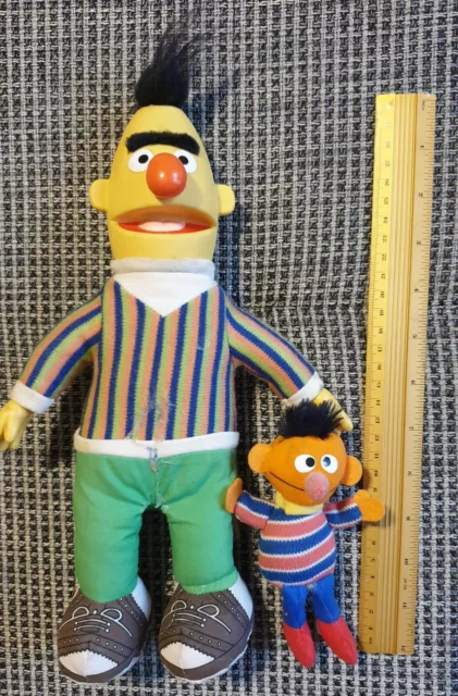 APPLAUSE alte Puppen Figuren Ernie und Bert Sesamstraße Vinyl Plüsch Sammler RAR