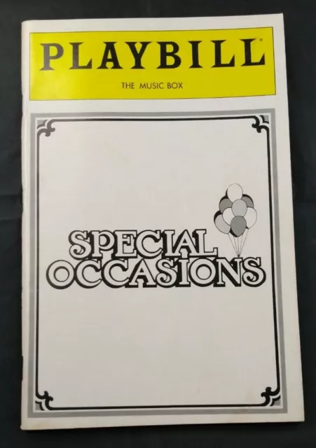 Special Occasions Broadway Playbill 1982 The Music Box Theatre NYC New York