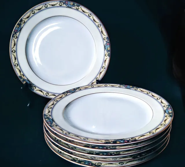 Set Of 6 Vintage Thomas Arlington Bavaria 9 3/4" Dinner Plates Gold Rim