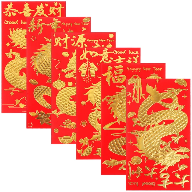 30 sobres rojos para el año del dragón, paquetes rojos, sobres de la suerte,