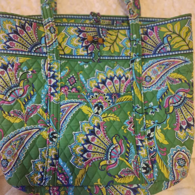 Vera Bradley RARE Green Paisley Travel Tote Bag Purse - FAST SHIP NWOT large bag