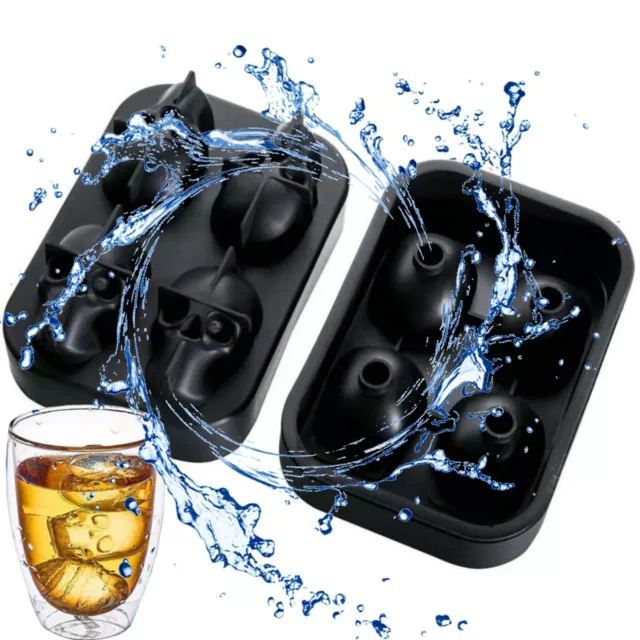 EE. UU.! 3D CUBOS DE HIELO Fabricante Silicona Forma de Calavera Barra Fiesta Cocina Bandejas Hágalo usted mismo Herramienta de molde