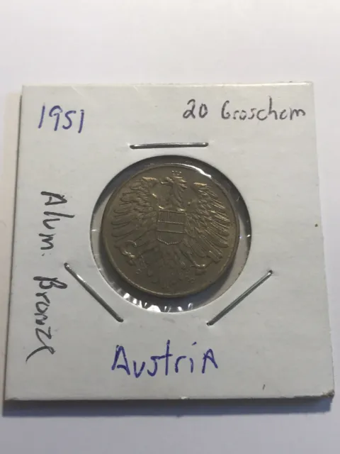 Coin Austria 20 Groschen 1951 KM287