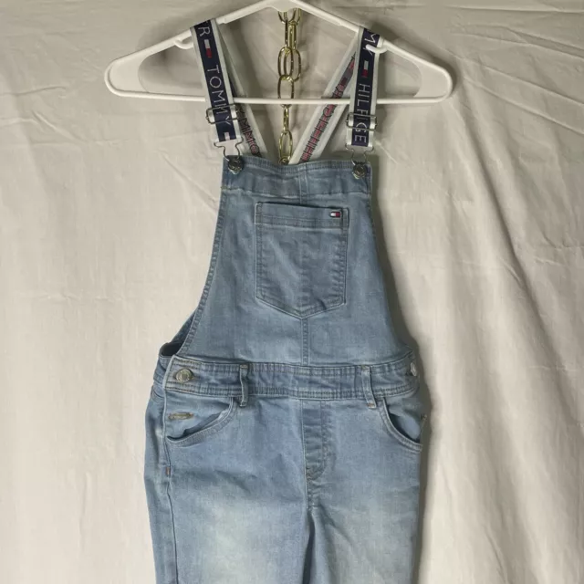 Vintage Y2K Tommy Hilfiger Kids Vintage Bib Overalls Size 10 Logo Straps Jeans