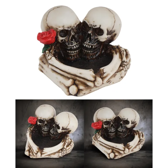 Resin Skull Lovers Shape  Ashtray Ash Tray Holder Decor Figurines