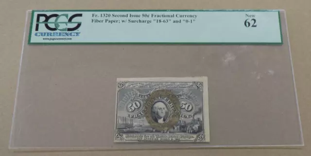 Fr. 1320 50C Fifty Cent Second Issue Fractional Currency PCGS 62 w/ Surcharge