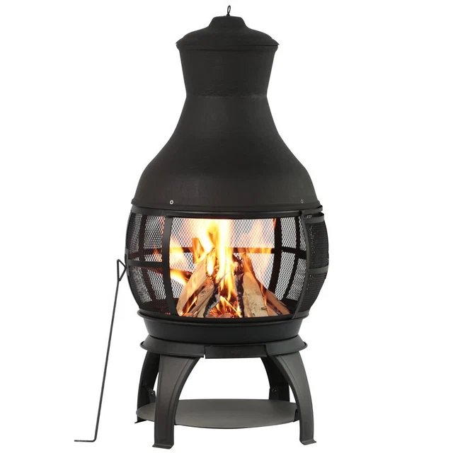 BALI OUTDOOR CHIMINEA Fireplace Patio Fire Pit Wood Burning Heater Cast