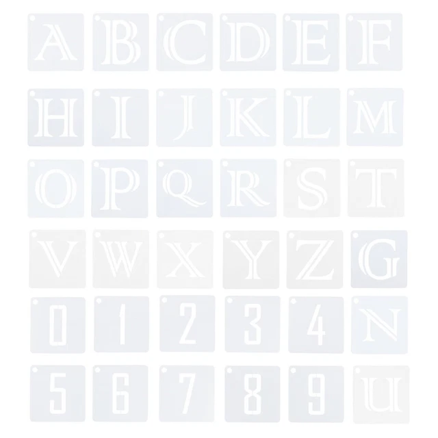 36 PCS ALPHABET Stencil Number Stencils Alphanumeric Template Hollow ...