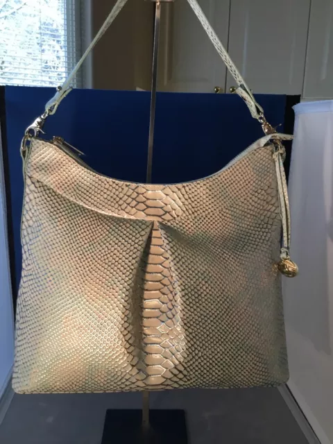 Brahmin Bristol Opal Melbourne Satch Sea Glass Embossed Croc Leather NEW - $365