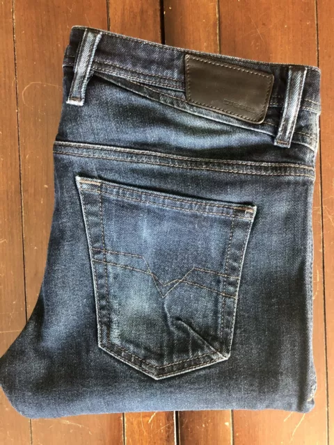 Men’s DIESEL SHIONER 0604B Slim-Skinny Dark Blue Stretch Jeans Size 30x32