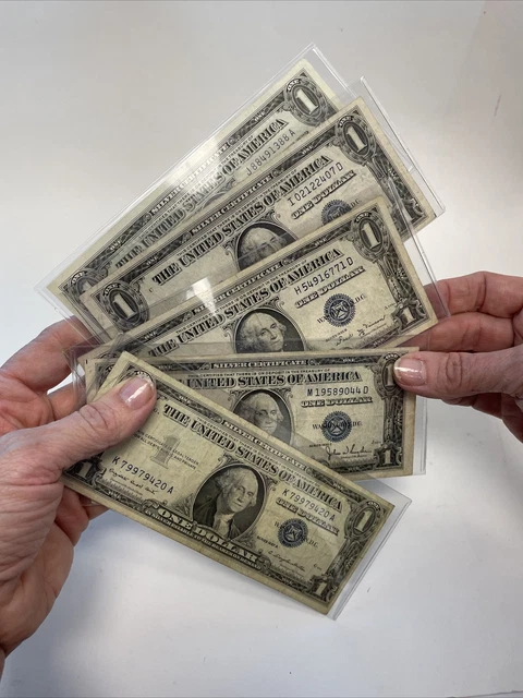 ✔ One 1957 Blue Seal $1 Dollar Silver Certificate,  Old US One Dollar Bill