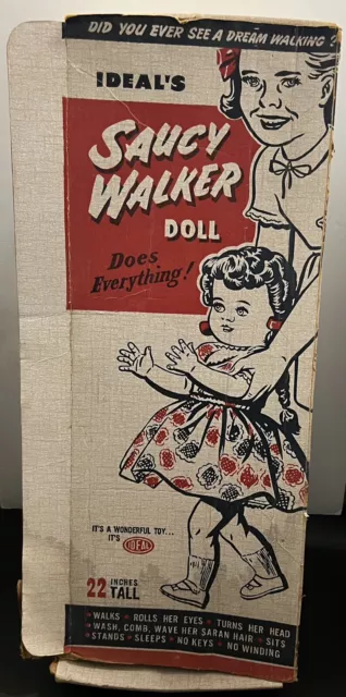 22” Vintage 1950's Ideal Saucy Walker Doll with Braids & Box