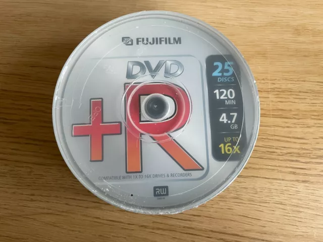 Fujifilm DVD +R Discs New Sealed Pack of 25 120min 4.7GB Data Recordable Disc