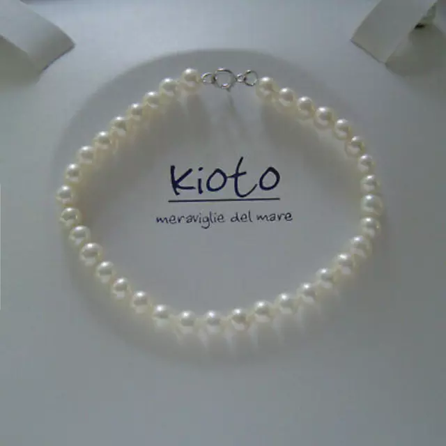 Bracciale Di Perle Naturali Acqua Dolce In Oro Bianco 18 Kt 750% Kioto