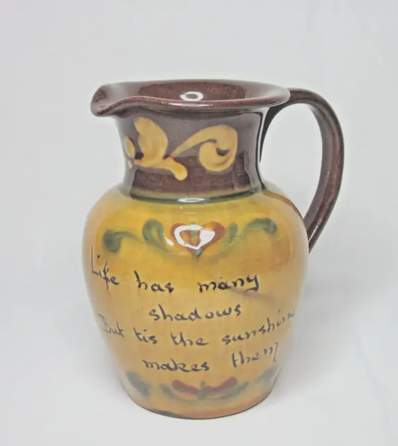 Antique Motto JUG  H M EXETER - HART & MOIST Pottery - pre 1920