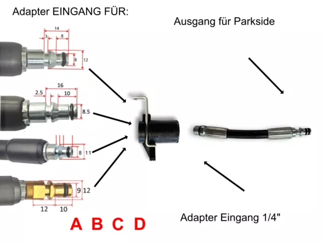 Adaptateur De Parkside Sur / pour Kärcher, Bosch, Nilfisk, Stihl, Black & Decker