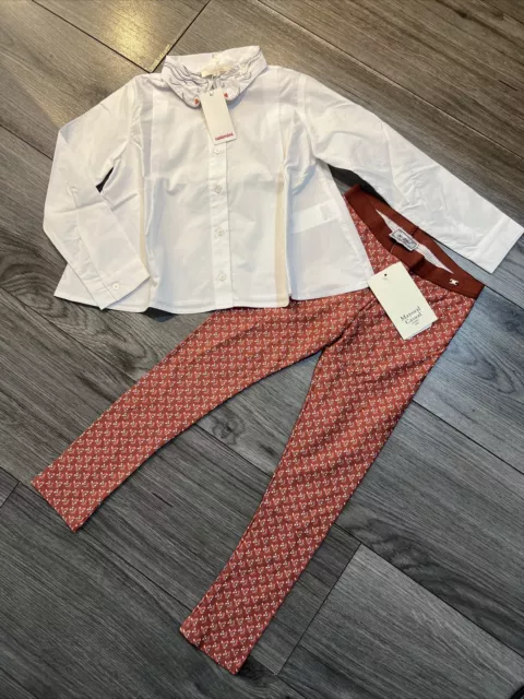 Pacchetto outfit ragazze designer camicia catimini / leggings maggiorali età 4-5 nuovi con etichette