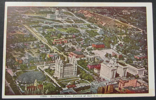 Salt Lake City Utah Aerial View Vintage Postcard Unposted