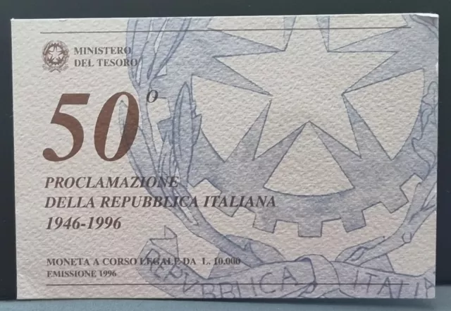 Ipzs Zecca Italia Moneta £ 10.000 Lire 1996 F.d.c.  50° Proclamazione Repubblica