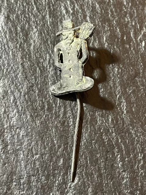 ORIG' WWII WW2 GERMAN NAVAL U-BOAT CREW MEMBER U-201 STICK PIN "SNOWMAN w/ BROOM