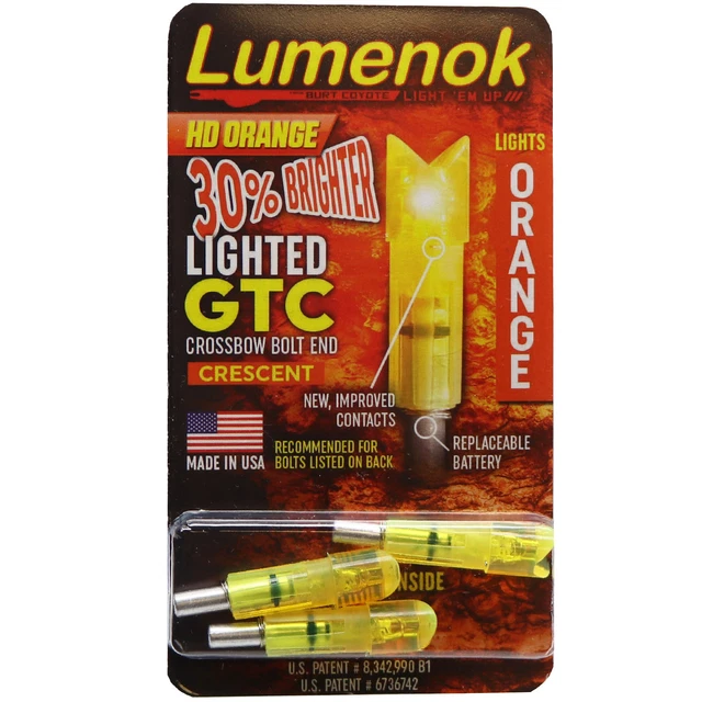 Burt Coyote Lumenok Crossbow Gold Tip Bolt #00027 Orange Red Crescent End 3pk