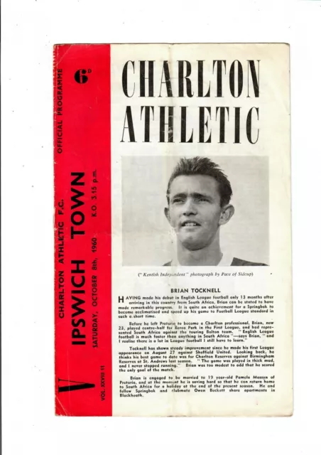 Charlton Athletic v Ipswich Town  - 1960-61 Division Two - Football Programme