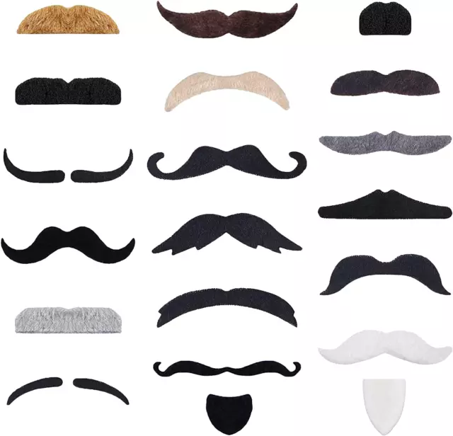 Bigote Falso Autoadhesivo 20 Diseños Disenos Novedad Disfraz Barba Peluda Vellocino