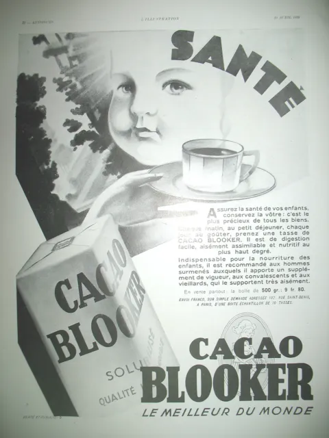 Publicite De Presse Blooker Cacao Le Meilleur Du Monde French Ad 1930