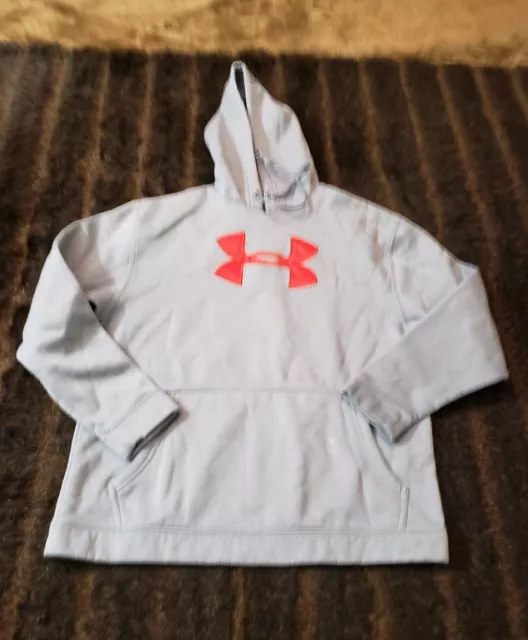 Under Armour Boys Youth Medium Gray Long Sleeve Pullover Hoodie Sweatshirt