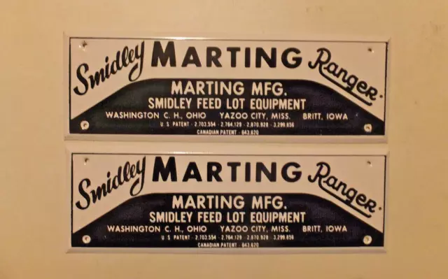 2 Vintage Marting MFG. Hog Cattle Feeder Rare Signs Washington CH Ohio Brit Iowa