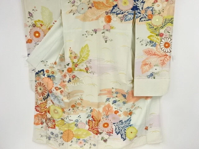 36570# Japanese Kimono / Antique Furisode / Kiku