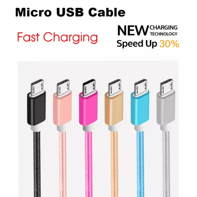 Micro USB Nylon Charging Cable Charger Cord For Samsung HTC Sony Oppo