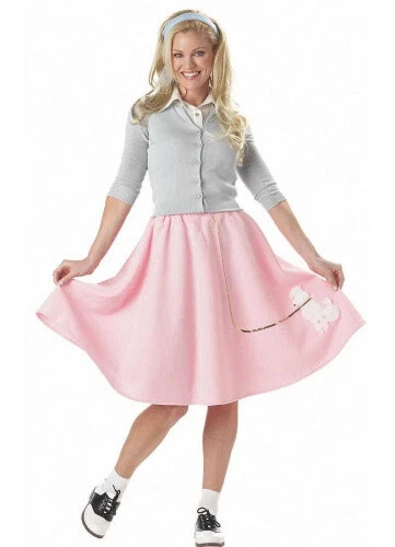 (Medium, Pink) - Adult Poodle Skirt (2 Colours) Costume California Costumes 830