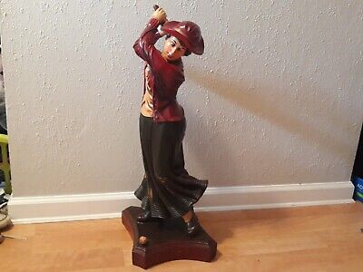 Vintage Large 27" Classic Lady Woman Golfer Resin Statue Figure Missing Club
