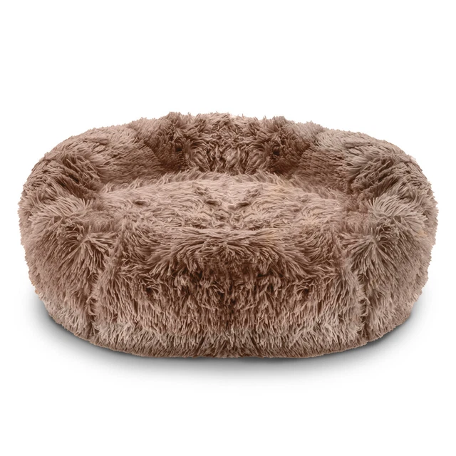 Pawamore Dark Brown Soft Pet Calming Anxiety Donut Cushion Warm Nest Cat Dog Bed